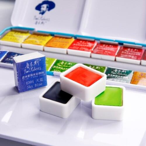 Paul Rubens Paint Supplier Aquarelle 1Pc 48 Colors Half Pan Solid Watercolor Cake for Beginner and Professional Artist