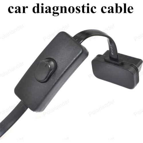 Car Diagnostic Tool Black OBD2 Adapter Extension Cable Male to Female Connector with Switch 60cm