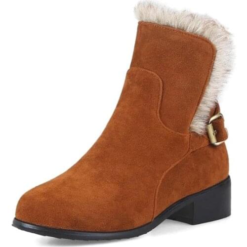 Big Size 11 12 13 14 15 Euro-American fashion trend of round-headed square heel socket belt buckle boots