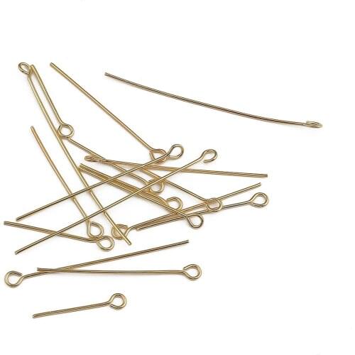 18K real gold plated 50pcs/lot head pins for jewelry making copper metal needle eye pin wholesale connector pins material