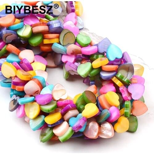 About 36pcs/lots Heart Shape Shell Beads Loose Beads Sea Natural Stone Beads for Jewelry Making Bracelet Necklace Diy