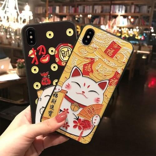 Phone Case for Samsung S10e S8 S9 S10 S20 Ultra Plus Note 8 9 10 Plus Soft TPU Money Cat 3D Emboss Back Cover Capa Girl Cases