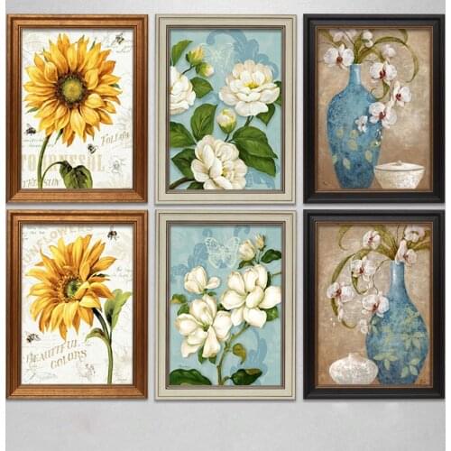 Flower 5D DIY Diamond Embroidery Modern Oil Painting Cross Stitch Decorative Painting Mosaic Full Square Diamond Painting