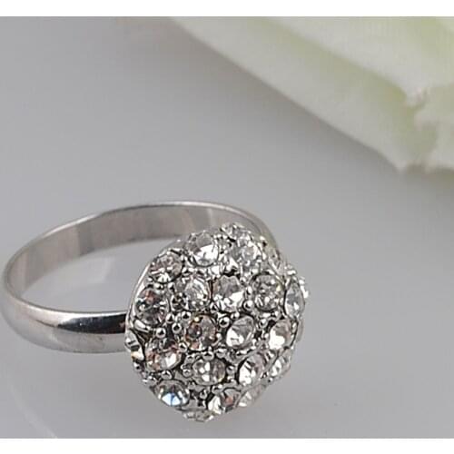 Elegant Lindo Aneis Full Paved Bud Round Shaped Vintage Ring Rhodium Plated Simulated Rhinestones for Women Jewelry
