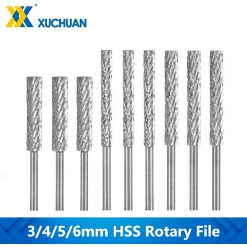 HSS Rotary File 3mm Shank Double Cut Rotary Burr Drill Bit For Woodworking Tool Engraving Cutter Grinding Abrasive Tools