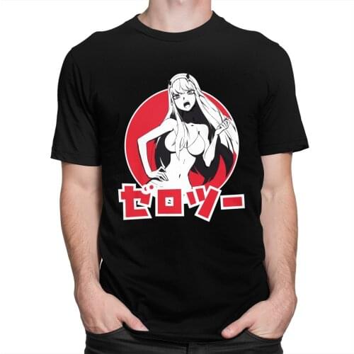 Handsome Male Zero Two Tshirts Men Short Sleeved Cotton Anime Fans T-shirt Printed Darling In The Franxx Tee Shirts Clothes Gift