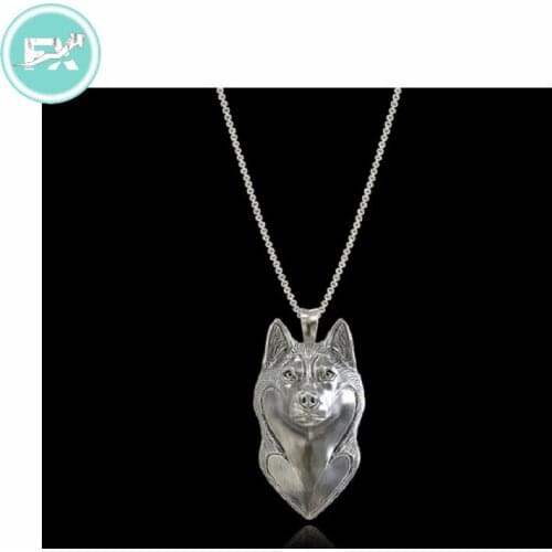 G.SKY (Buy One Get One More for Free) Alaskan Malamute Necklace Cartoon Siberian Husky Dog Pendant Jewelry Golden Colors Plated