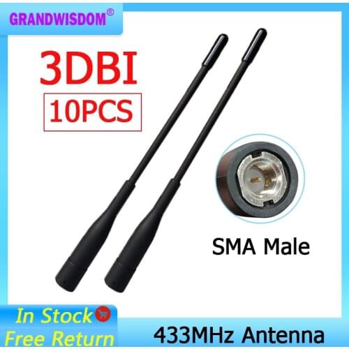 433MHz antenna SMA Male Connector antena 10pcs 433 mhz IOT antenne directional waterproof antennas for Walkie talkie wireless