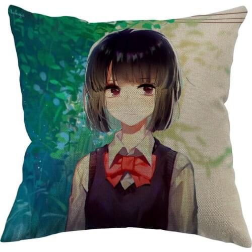 Custom Square Pillowcase Anime Kuzu No Honkai Cotton Linen Pillow Cover Zippered 45x45cm One Sides DIY Gift Office,Home,Outdoor