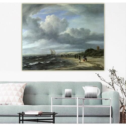 Jacob van Ruisdael《The Shore at Egmond-aan-Zee》Canvas Oil Painting Aesthetic Poster Picture Wall Hanging Decor Home Decoration