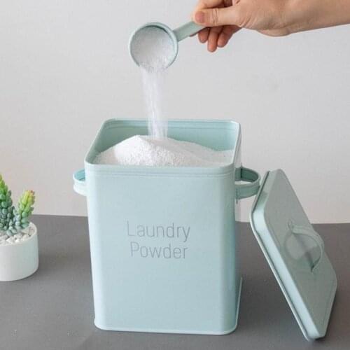 3kg Small Multifunction Household Accessories New Washing Powder Rice Storage Box Iron Debris Snacks Covered Bucket Barrel Spoon