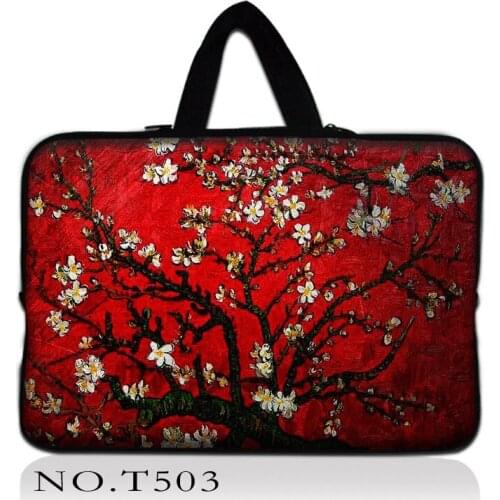 Red Prunus Notebook sleeve 11.6 12 13.3 15 15.4 17 14 inch leather Laptop bag pouch cover for macbook air pro 11 12 13 15