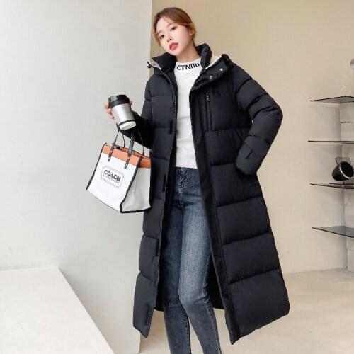 Korean Thick Warm Down Cotton Jacket Women Long Overcoat New Winter Jacket Female Fashion Loose Hooded Casual Parka Coat Ladies