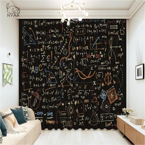 Math Theory And Mathematical Formula Equation Curtain Girl Room Decoration Curtains White And Black Curtains Bar Micro Shading