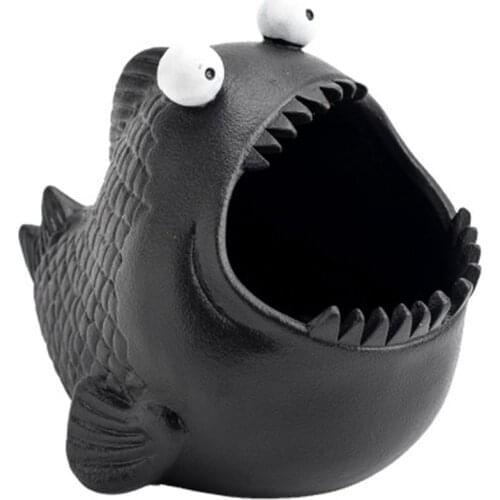 Cute Animal Ceramic Ashtray Piranha Desktop Office Decoration Household Windproof and Fly Ash Car Small Ashtray