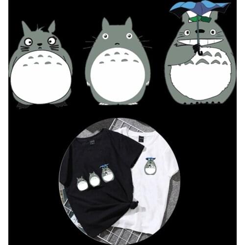Cartoon Totoro Patch Iron on Transfer Patches for Clothes DIY T-shirt Applique Heat Transfer Vinyl Stickers Thermal Press