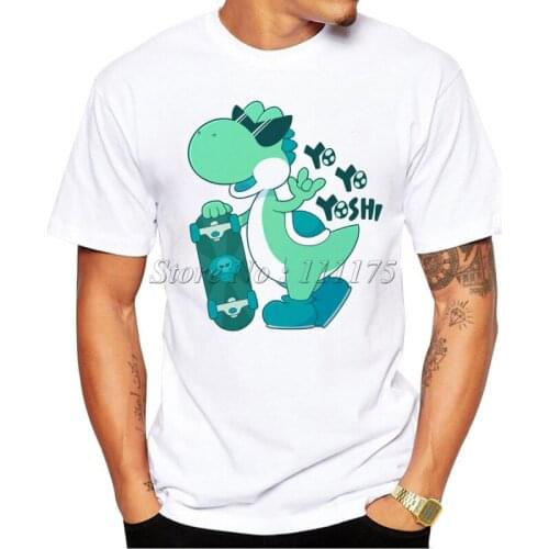 Mens 2019 Funny Cartoon Yoshi Design T Shirt Boy Cool Tops Hipster Printed Summer T-shirt
