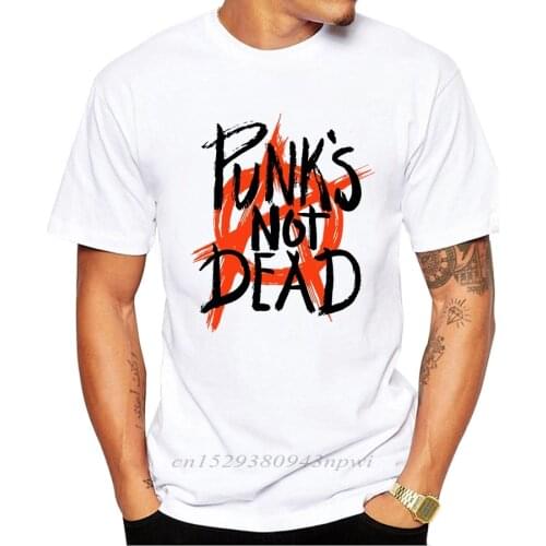 Punks Not Dead Design T Shirt Men Cool Letter Printed Tee Shirt Short Sleeve Novelty Tops Punk Style Tshirt