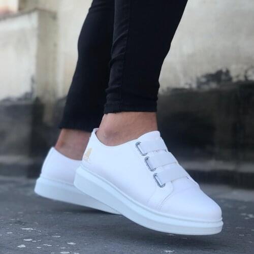 BA0026 3 Band White Thick Sole Casual Men Shoes