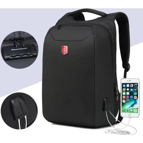 Anti Theft Swiss Business Backpack Men External Charging USB Function Laptop Backpacks Oxford Waterproof Travel bags Coded Lock