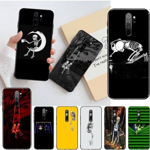 Skull Swing skeleton Soft Silicone TPU Phone Cover for Redmi 8A Note 9 8 8T 7 6 6A 5 5A 4 4X 4A Go Pro