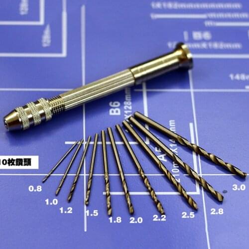 Stainless Steel Precision Hand Drilling 10 Bits Clamping diameter 0.5-2.5mm Military Model Modification Drilling Tool