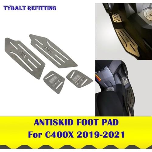 Drawing Surface Stainless Steel Antiskid Foot Pad And Antiskid Foot Pedal For BMW C400X 2019 2020 2021 Motorcycle Accessories