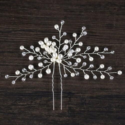 New Pearl Beaded Crystal Hairpin Bridal Hair Accessories Handmade Hair Pin Stick Wedding Jewelry Bridesmaid Bride Headpiece