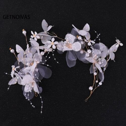 Butterfly Hair Hoop Wedding Headpiece Hair Band with Silks Yarns Butterflies Hair Accessories for Women SL