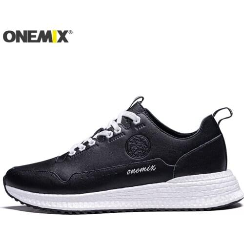 ONEMIX 2020 New Men Running Shoes Leather Lace Up Trainers DMX Man Walking Jogging Sneakers in Fitness Trekking Shoes