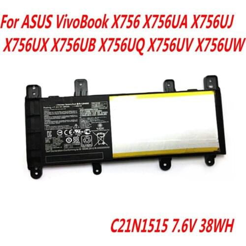 High Quality 7.6V 38WH C21N1515 Laptop Battery For Asus VivoBook X756 X756UA X756UJ X756UX X756UB X756UQ X756UV X756UW