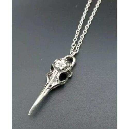 5Pcs/Lot Fast shipping Cute Raven Skull Head Charm Pendant Necklace Charm Skull Head Fashion Women Jewelry Holiday Gifts
