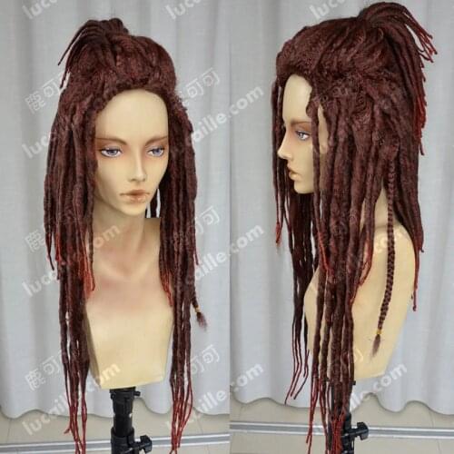 DRAMAtical Murder / Minkus afrikanisch Dunkelrot Dreadlocks Perucken Cosplay Wig Halloween Costume Wigs + Wig Cap