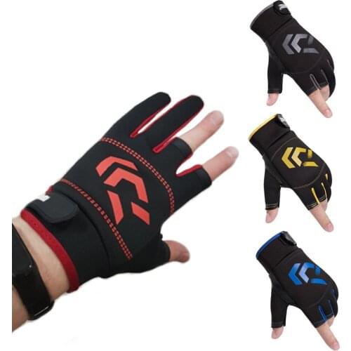 Fishing Gloves Men Women Outdoor Fishing Anti-slip 3 Cut Finger Sports Fish Equipment Angling Waterproof Gloves