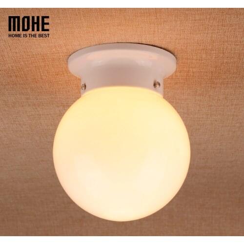 Simple Cloakroom Round LED Milk White Glass Ceiling Light Corridor Balcony Porch Ceiling Lamp