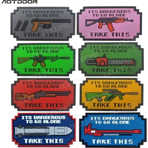 PVC Its Dangerous to Go Alone Take This Military Patch Weapon Gun Missile RifleTactical USA army hook back for cloth bag