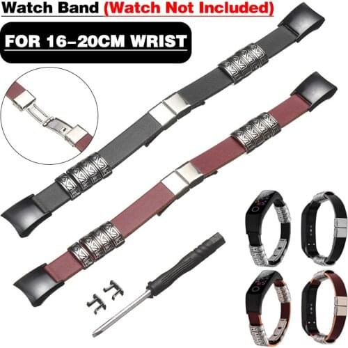 Men Leather Watchband For Huawei Honor Band 5/4 Smart Watch Fashion Metal Embossed Wrist Strap Watch Replacement Accessories