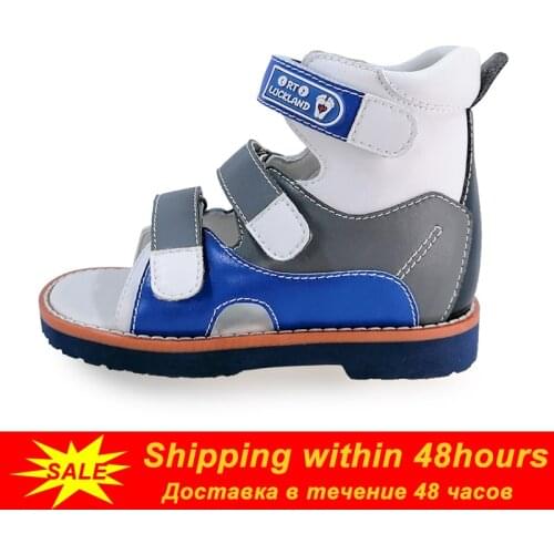 Children Boys Action Leather Sandals Orthopedic Shoes For Kids Girls Arch Support Hook Loop Strap Flatfeet X / O Leg Footwear