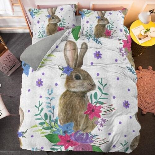 Happy Easter Rabbit Egg Duvet Cover Sets King Queen Single Size Bedding Set Comforter Covers With Pillowcase 2/3PCS Bedclothes