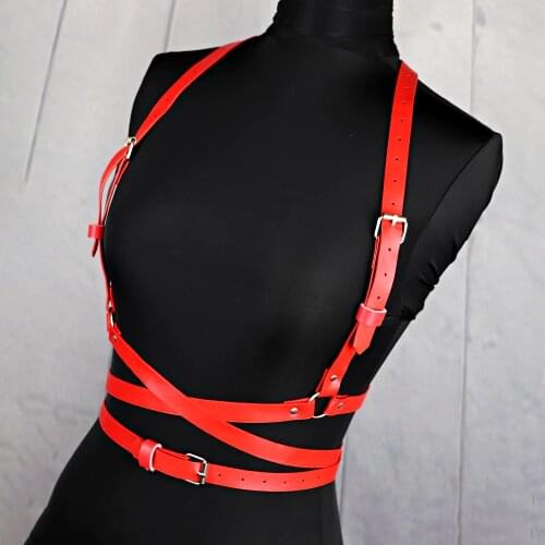 UYEE New PU Adjustable Belts Sexy Somen Body Harness Bra Chest Bondage Erotic Lingerie Cage Bra Gothic Garter Belt Suspenders