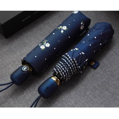 Womens Umbrellas Automatic Sunscreen Anti UV Flowers Brand Umbrella Rain Women Parasol Female Folding Umbrella Windproof