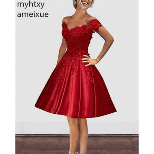 2019 Shoulder Burgundy Emerald Green Red Royal Blue Short Prom Dresses Girls Homecoming Graduation Gown Plus Size Evening Dress