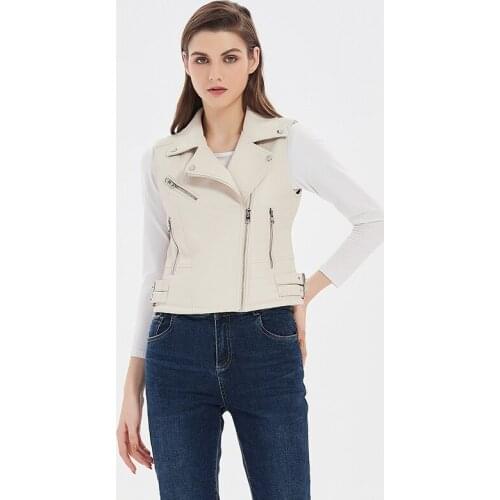 PU Leather Vest Waistcoat Solid Women Motorcycle Vest 2022 Spring Autumn New High Quality Sleeveless Zipper Vests Tops Waistcoat