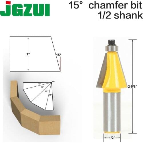 1pc 15 Degree Chamfer & Bevel Edging Router Bit - 1/2" Shank - woodworking cutter woodworking bits