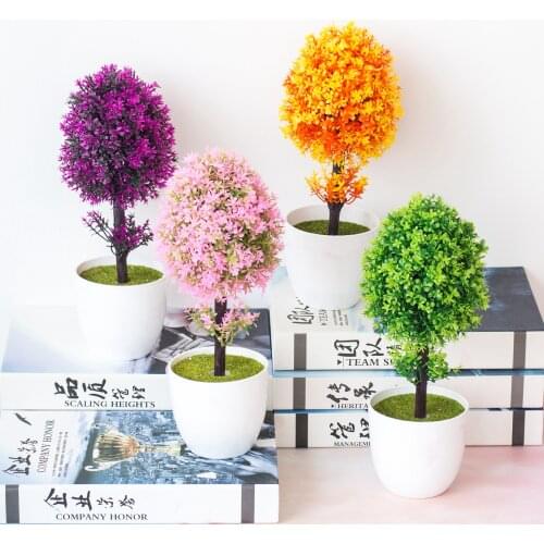 13x29cm Artificial Small Tree Potted Bonsai Home Office Desktop Table Ornament Living Room Christmas Party Decor Fake Plants