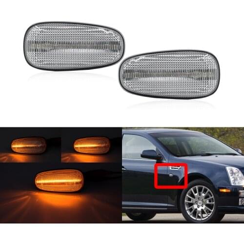 2PCs Sequential Led Dynamic Amber Fender Side Marker Signal Repeater Lamp For Cadillac STS STS-V 2005-2011