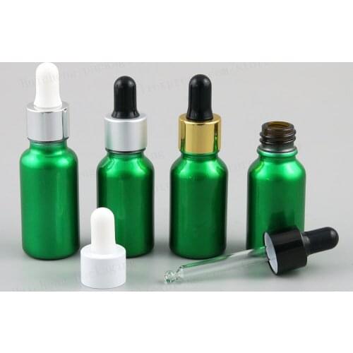 200 x Empty Refillable Paint Green Glass Dropper Bottles for Essential Oil Glass Piepette Dropper Container 15ml 20ml