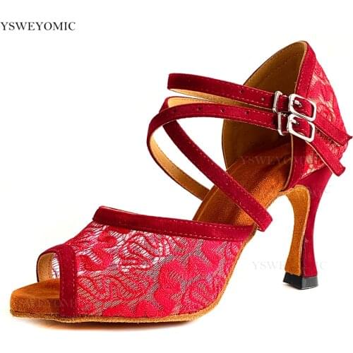 2021 Salsa Argentine Tango Dance Shoes High Quality Suede Leather Sole Dance Booties Bachata Latin Dance Shoes For Women YSW-011