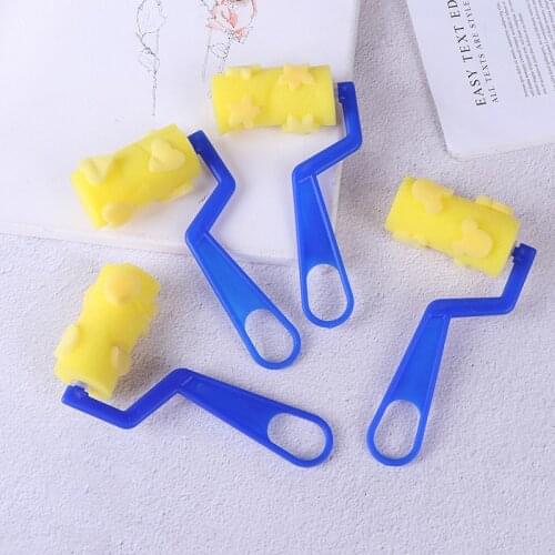 4Pcs Rotate Spin Paint Drawing Sponge Brushes Kids DIY Flower Sponge Art Graffiti Brushes Painting Tool Educational Toy