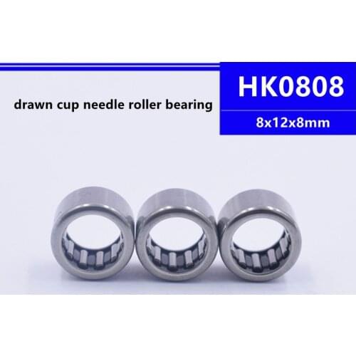 50pcs/100pcs high quality HK0808 8x12x8mm Drawn Cup Caged Needle Roller Bearing 8*12*8mm HK081208